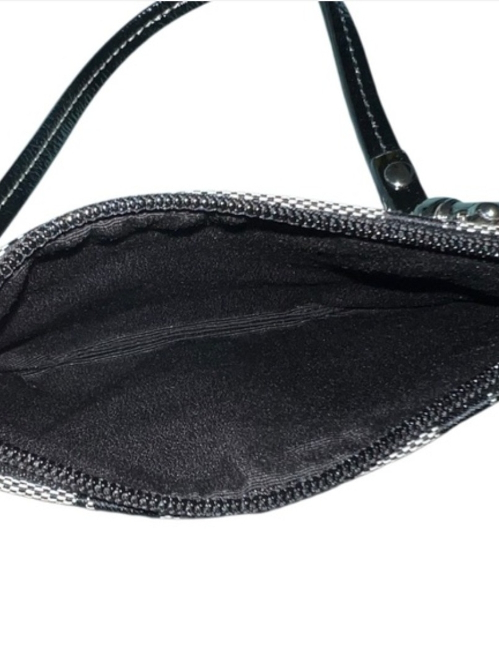 Coach NWT!  Black and Gray Signature Canvas Wristlet with Leather Trim - Picture 6 of 9